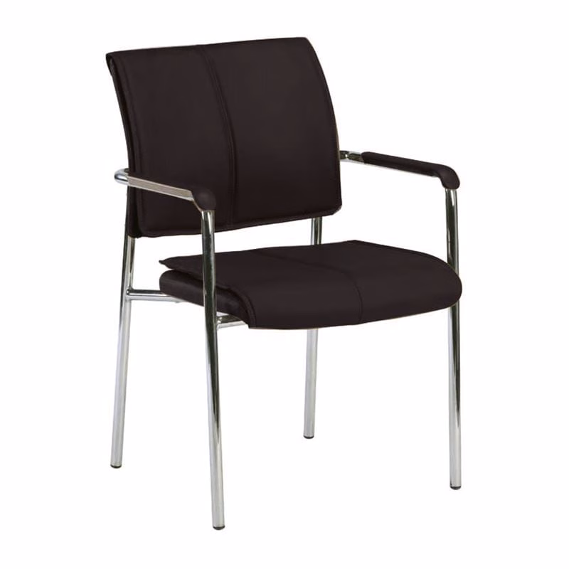 ELDER Visitor Armchair/Chromed Frame/Black Pu