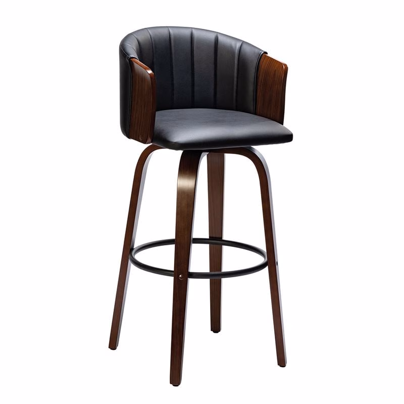 ENZO Bar Stool Walnut/Pu Black