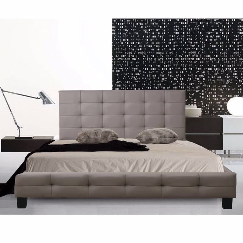 FIDEL Bed (for Mattress 160x200cm) Pu Cappuccino