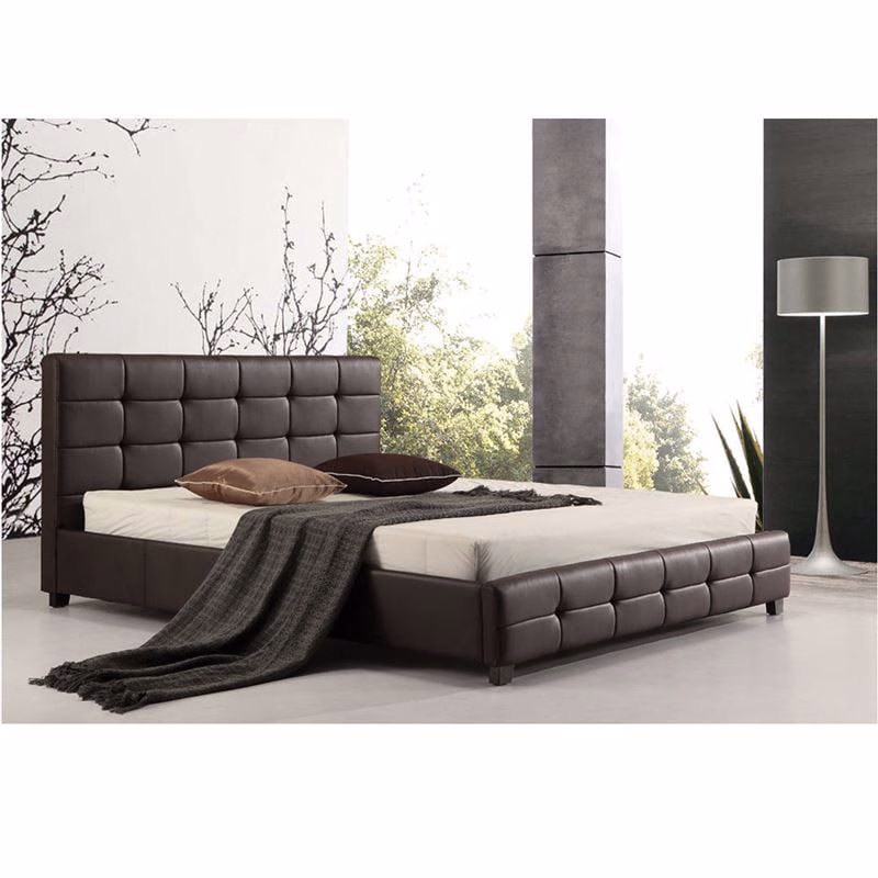 FIDEL Bed (for Mattress 160x200cm) Pu Dark Brown