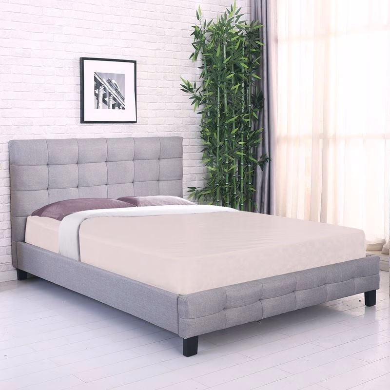 FIDEL Bed (for Mattress 140x190cm) Grey Fabric