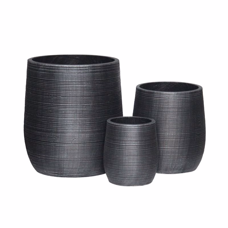 FLOWER POT-16 Set 3pcs/Cement Anthracite