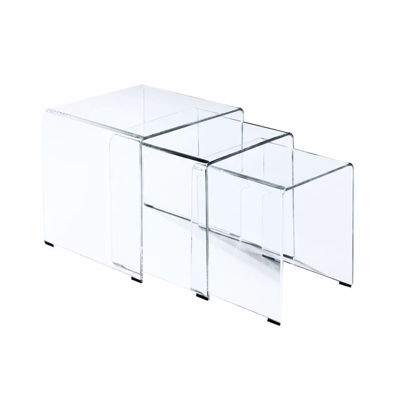 GLASSER Clear Side Tables (Set-3) 42x42x42cm