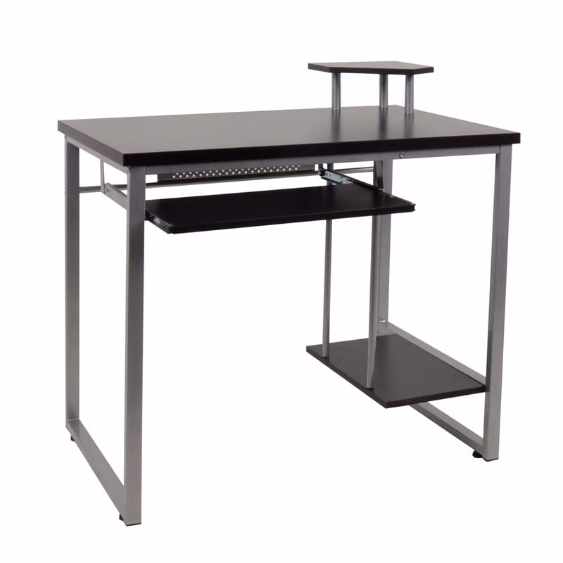 PC DESK 85x55x76 Metal Silver/Mdf Wenge