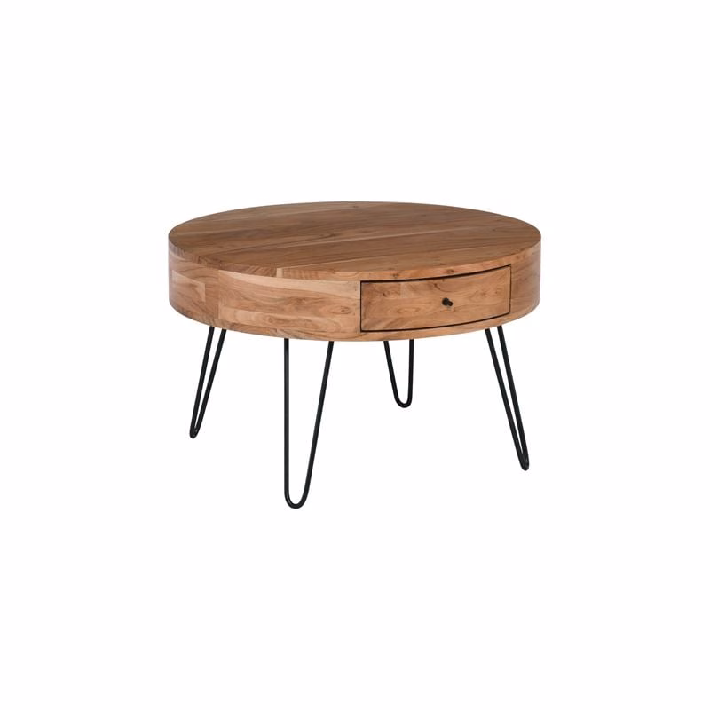 KARIM Coffee Table d.70x42 Acacia Natural Finish (Black Paint)
