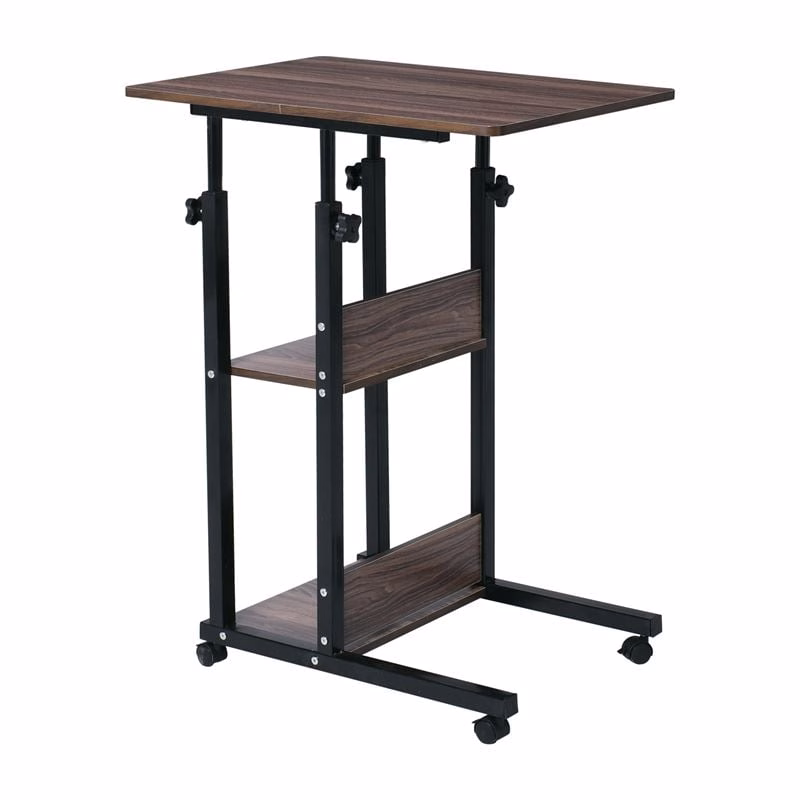 LIFT Side Table 60x40x78/92cm Metal Black/Dark Walnut