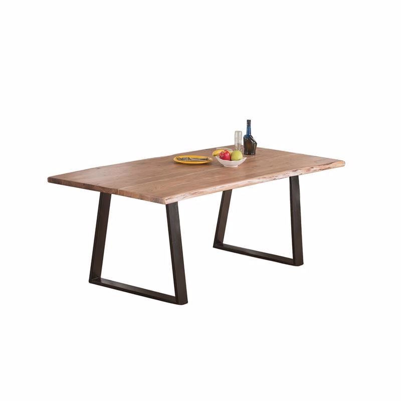 LIZARD-W Slim Dining Table 200x100x78 Acacia Natural Finish (Black Paint)