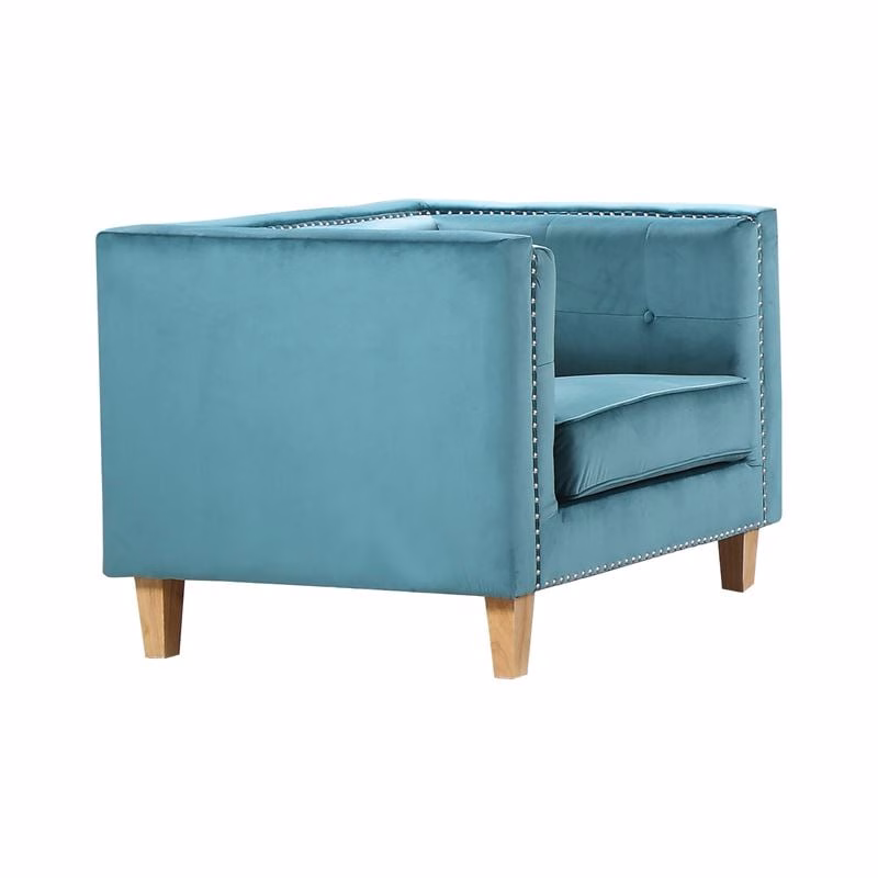 MIDLAND Armchair Fabric Petrol Velure