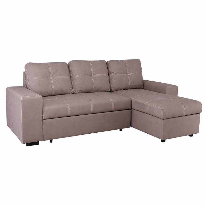 MONTREAL-Max Nabuk Reversible Storage Corner Sofabed Cappuccino