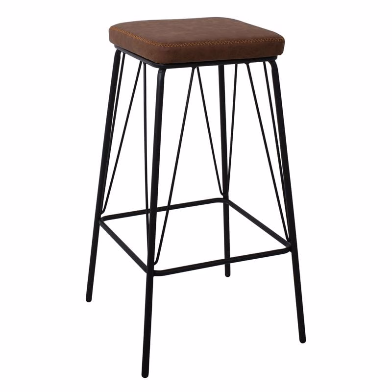 PANTON Bar Stool Black Metal/Pu Vintage Brown