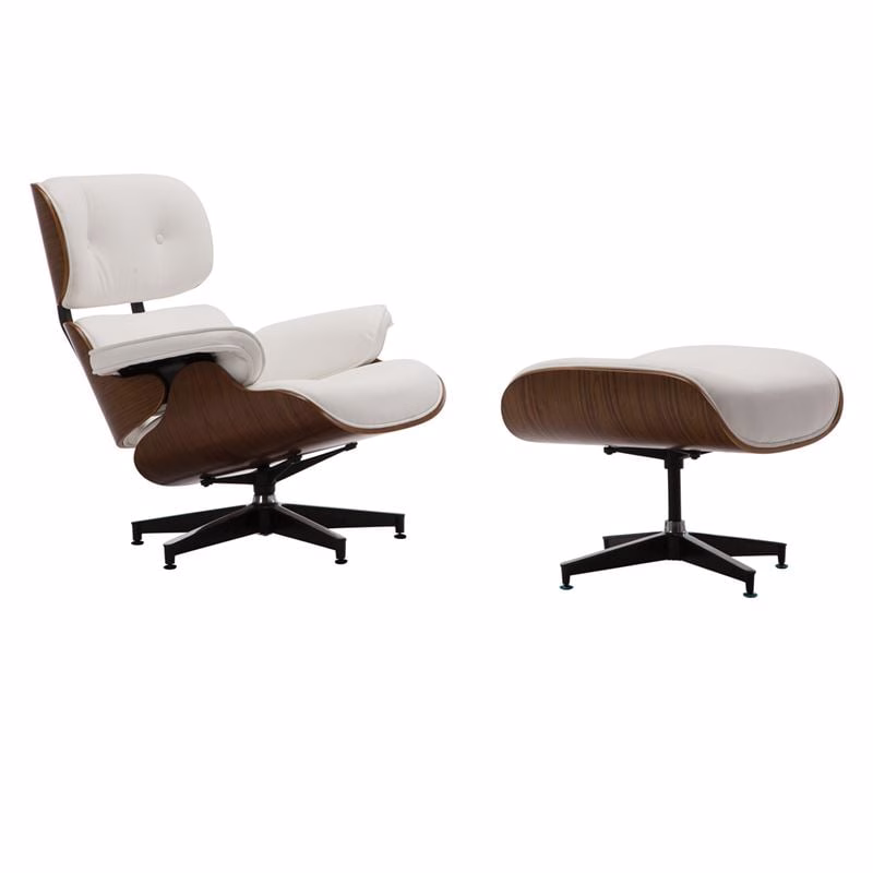 RELAX Armchair With Footrest Stool White Pu