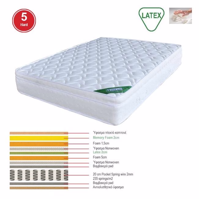 MATTRESS Memory foam+Latex 150x200/31cm