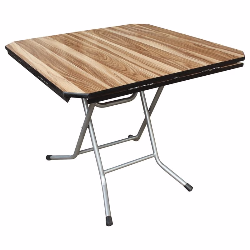 TOPAL Table Foldable 90x90 (D116)cm Steel Silver/Wood Deco