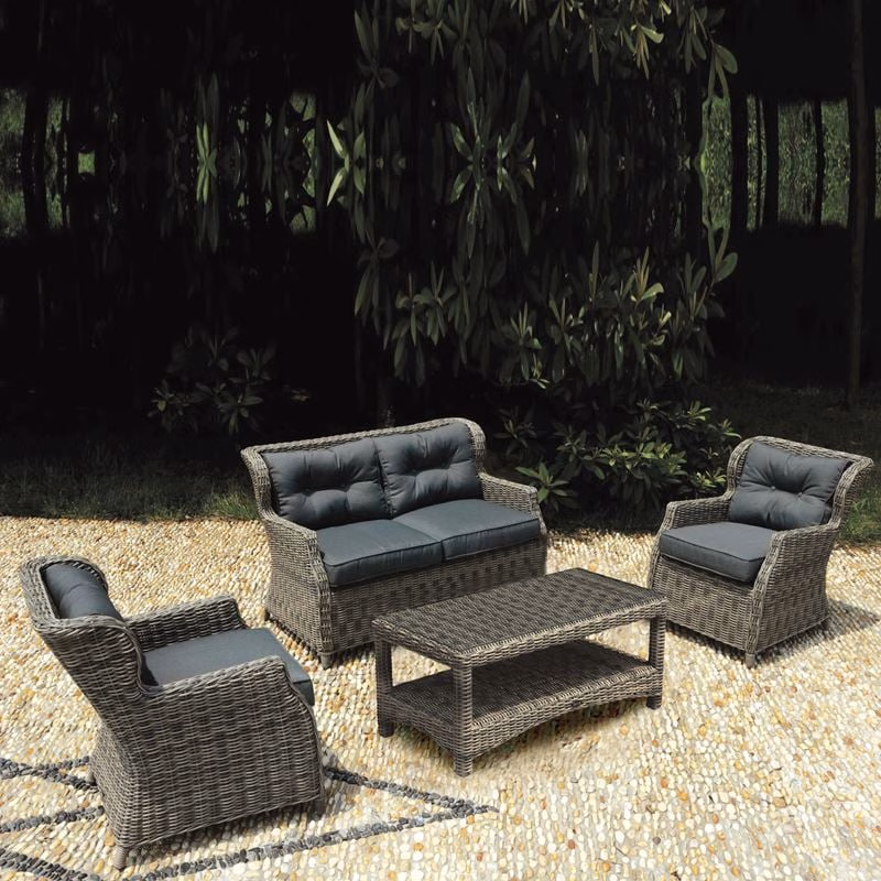 VITORIA SET Grey/Brown Wicker (Cushions Anthracite)